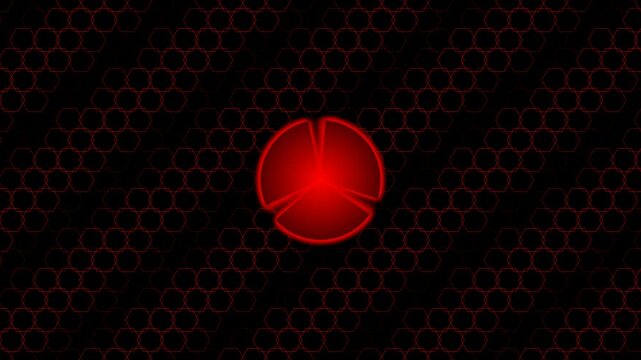 Abstract red glowing circular shape with a dark honeycomb pattern background 4K Motion Video