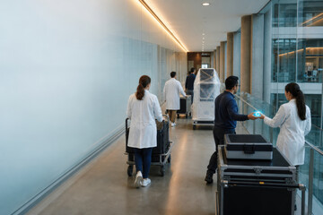 Fototapeta premium Research Laboratory Relocation with Scientific Equipment Moving