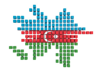 Obraz premium Azerbaijan map composed of flag cubes.