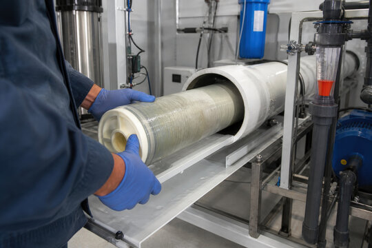 Membrane Cartridge Replacement in Industrial Water Filtration System