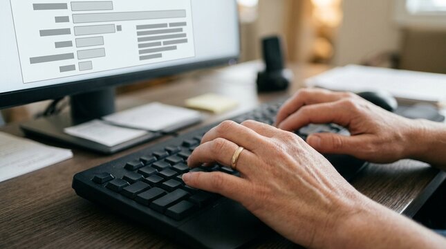 Close-up of hands typing participant information into an electronic data capture interface.