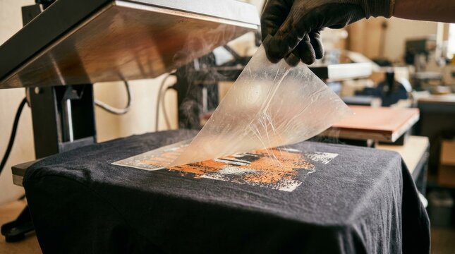 Professional T-shirt Printing Process Using Heat Transfer Machine.
