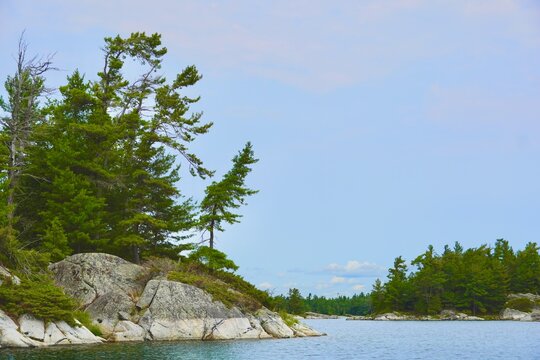 Granite islands in Long Sault Channel Georgian Bay