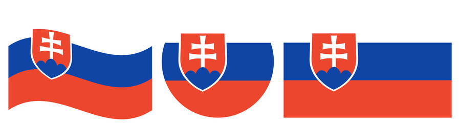 Slovakia flags collection. Round flag of Slovakia isolated in circle. Waving flag of Slovakia. © Oleh