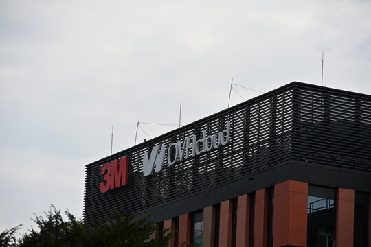 Wroclaw Office Building with 3M and OVHcloud Logos
