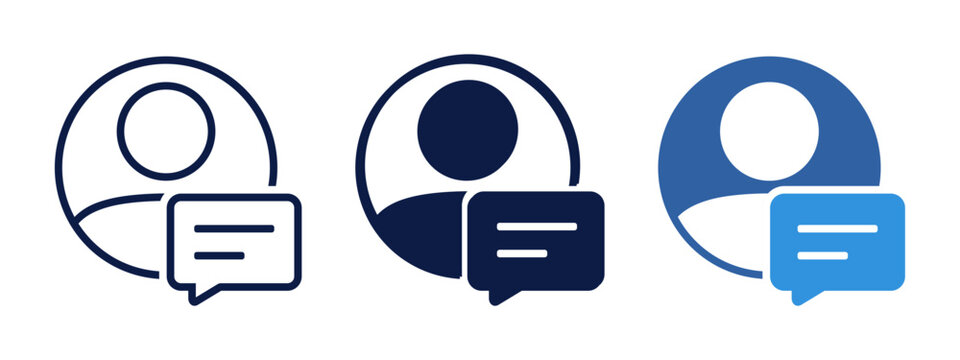 Account Chat Bubble Icon, User Avatar with Message Symbol. Vector Illustration