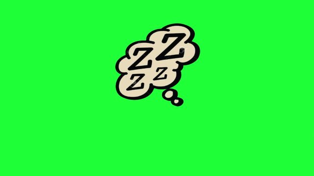 Cartoon zzz sleep bubble animation green screen
