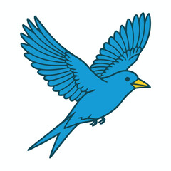 Obraz premium A Stylized Vector Illustration of a Blue Bird in Flight Against a White Background