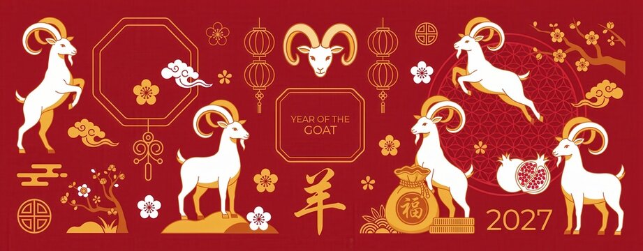 Year of the goat 2027 chinese new year banner