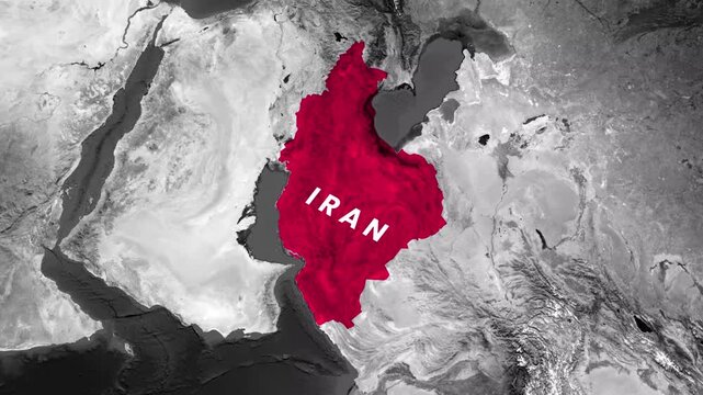 Iran Map Animation with Geographic Outline and Location Pin &ndash; Middle East Country Map