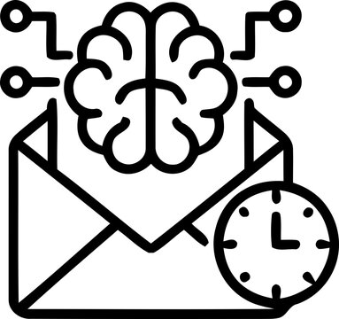 Artificial intelligence email icon with clock symbol