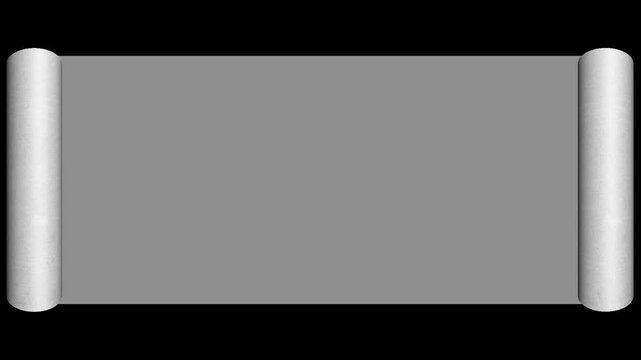 Blank grey scroll banner with curled edges for text overlay and design projects