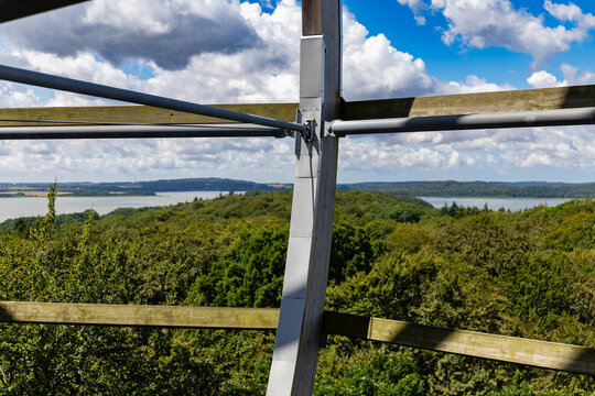 Binz, Ruegen, Mecklenburg-Western Pomerania, Germany-July 23, 2026: View over forest and lakes from treetop tower