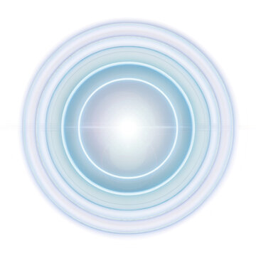 Abstract glowing light portal with concentric blue rings isolated on transparent background