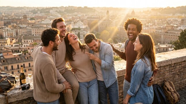 Friends traveling in city view 71
