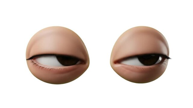 Animated 3D cartoon eyes looking suspiciously to the side with squinted eyelids isolated on a solid white background. Perfect for funny memes, reaction clips, cartoon facial expression assets, comedic