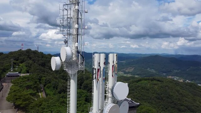 Broadcasting relay station at the mountain summit