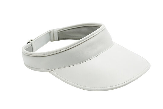 White leather visor hat with curved brim isolated on white background p n g a i generated white visor hat