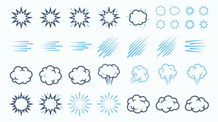 Comic Book Action Effects and Speed Lines Vector Set © Mahmud