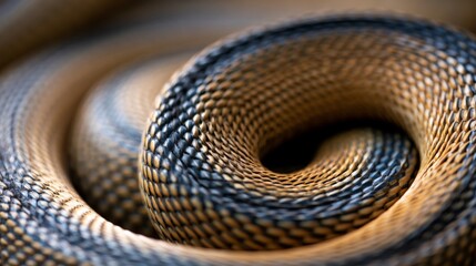 Fototapeta premium A close-up view of a beautifully patterned snake in a coiled position.