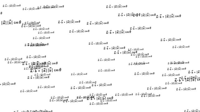 Sci-fi frame hud mathematical dot product formulas scattered on white background