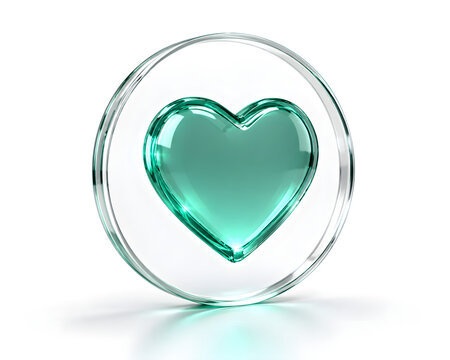 Transparent green heart symbol representing cardiovascular health, heart care, wellness, preventive healthcare, healthy lifestyle and protection from cardiovascular risks.