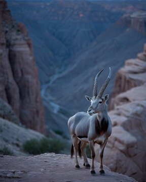 A  markhor baby goat kid  genetic hybrid experiment fantasy animal, fictional species  thunder echo canyon