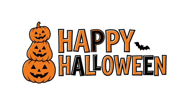 Halloween pumpkin jack-o-lanterns with festive greeting banner for seasonal celebration designs