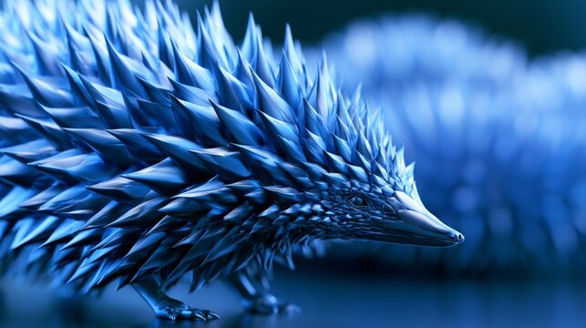 A vibrant close-up of a blue echidna showcasing its unique spiny texture and features.