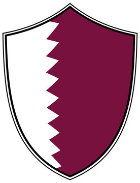 Heraldic shield emblem Qatar maroon white serrated division symbol