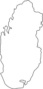 Qatar country outline map isolated border geographic territory shape