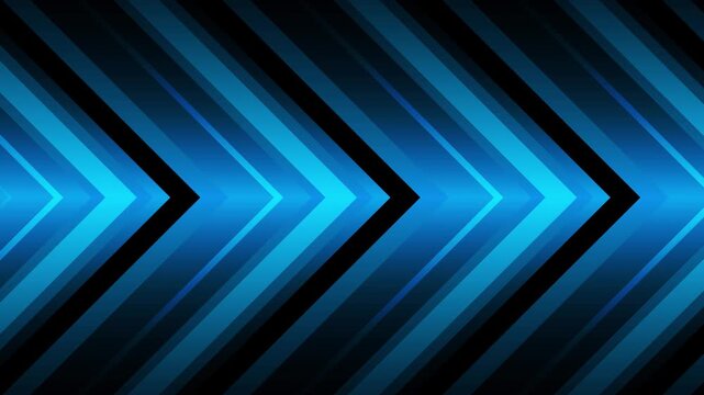 Abstract animated background with horizontal moving glowing blue arrows, creating modern motion graphics with high speed concepts, for ads, design creative, digital art or elegant corporate themes