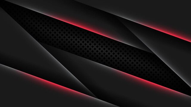 Abstract animated background with cutout black shapes effect and glowing red lights in dark space, creating modern motion graphics for ads, design creative, digital art, or elegant corporate themes