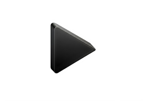 Black 3d triangle play button isolated on transparent background