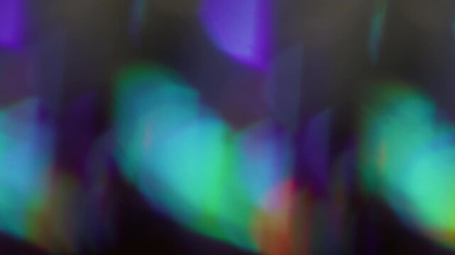 Illuminated spectrum. Blur refraction. Defocused blue neon color glow flicker blaze lens flare glimmer sparks on abstract bokeh light art background.