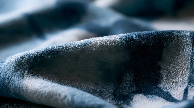 Close up of textured fabric folds showing natural dye variations and soft lighting on layered material surface