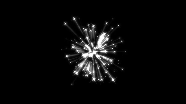 Glittering star dust animation with radiant white sparkles, magical fairy particles, glowing starlight trails, twinkling doodle stars, cinematic shimmer effect, seamless black screen loop, 4K.