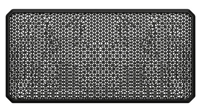 Futuristic black mesh grill texture with geometric pattern for automotive or industrial design.
