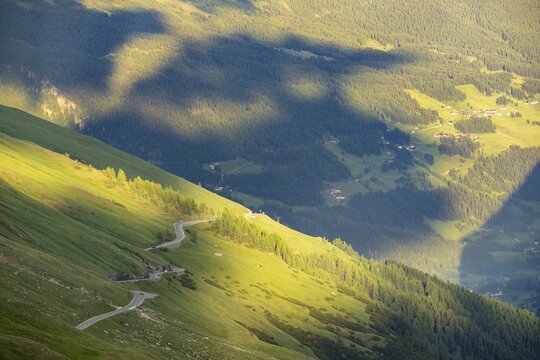 View of mountain landscape on the Grossglockner High Alpine Road in the Alps, Fusch, Salzburg, Austria