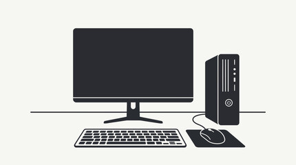Fototapeta premium Computer Monitor with Mouse and Keyboard on Desktop, Modern PC Workstation Equipment for Office, Business, Internet, Technology and Digital Workspace