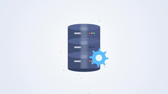 Database Server with Settings Gear on Clean Background