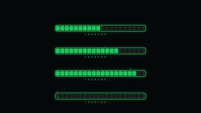 Multiple Green Progress Bars Showing Different Loading Levels