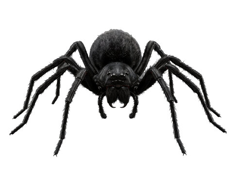 Large black spider isolated on black background