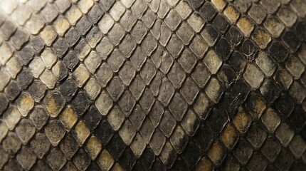 Naklejka premium Detailed close up of natural snakeskin texture with geometric scales and organic pattern