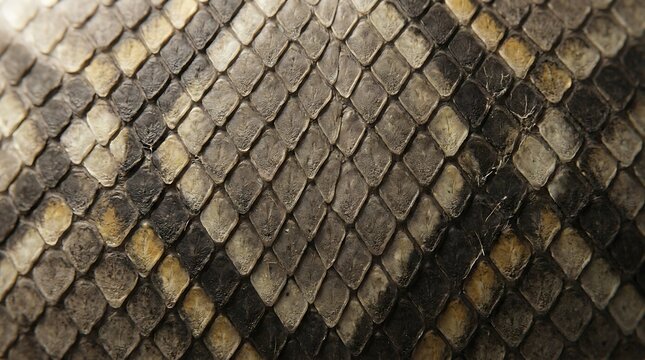 Detailed close up of natural snakeskin texture with geometric scales and organic pattern