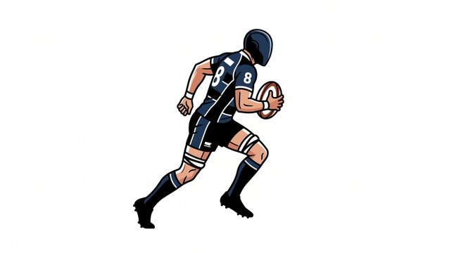 Rugby player running with ball vector design for sports background and marketing logo illustration