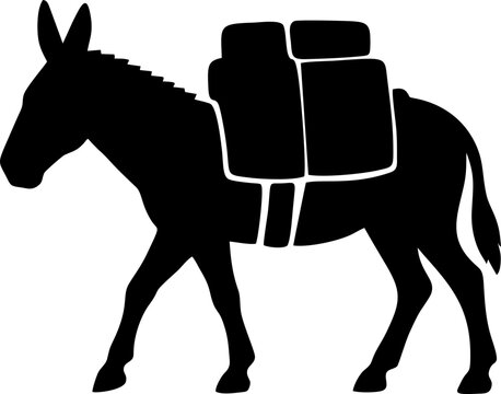 Mule Carrying Load Silhouette Vector Illustration