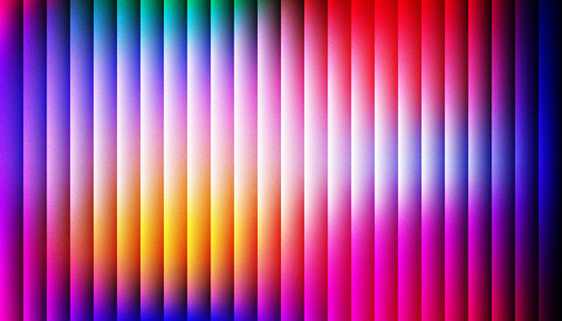 Bright abstract background featuring vertical stripes in rainbow spectrum, center bright white glow with pink purple orange yellow green blue, dark edges, textured.