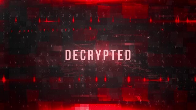 Decrypted File Resolving From Red Digital Noise, Scrambled Code Snapping Into Clear Binary As Static Clears For Data Recovery And Cybersecurity Backgrounds