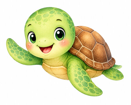  cute friendly baby turtle illustration